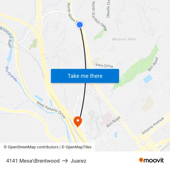 4141 Mesa\Brentwood to Juarez map