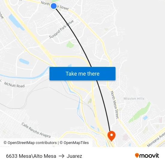 6633 Mesa\Alto Mesa to Juarez map
