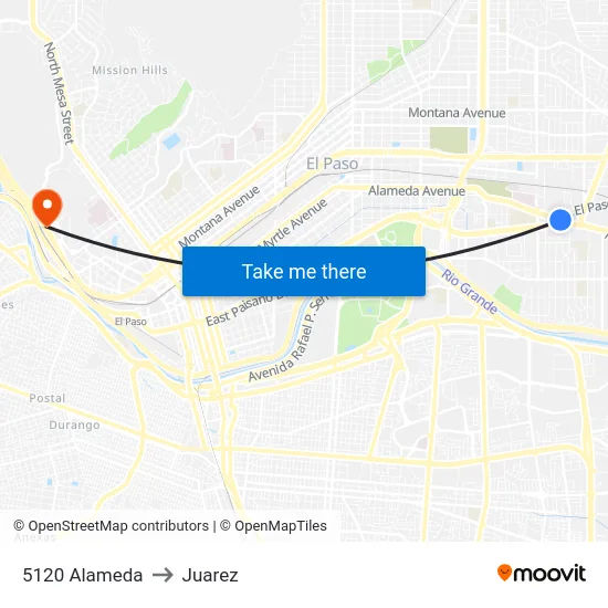 5120 Alameda to Juarez map
