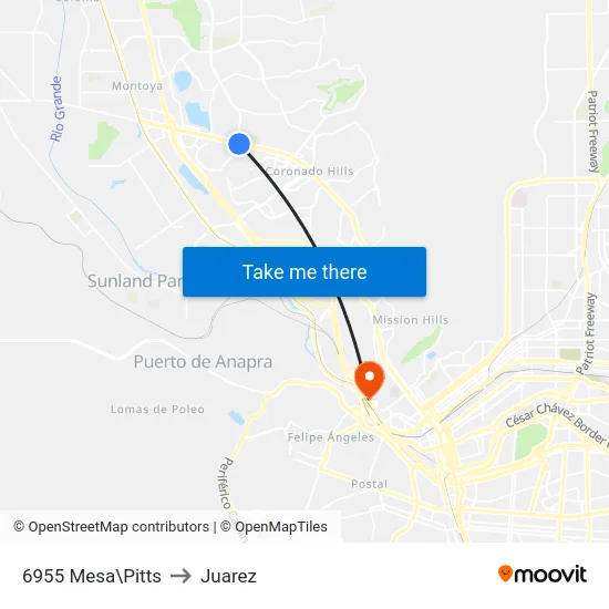 6955 Mesa\Pitts to Juarez map