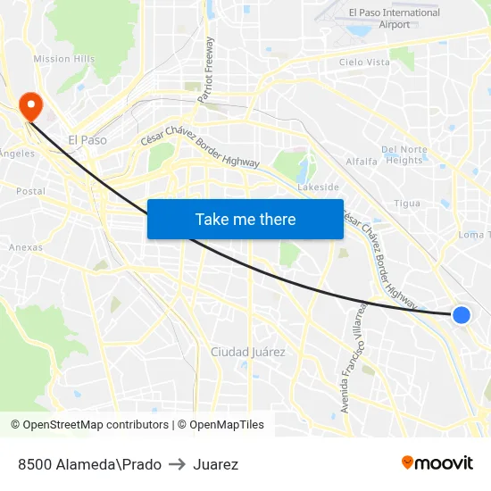8500 Alameda\Prado to Juarez map