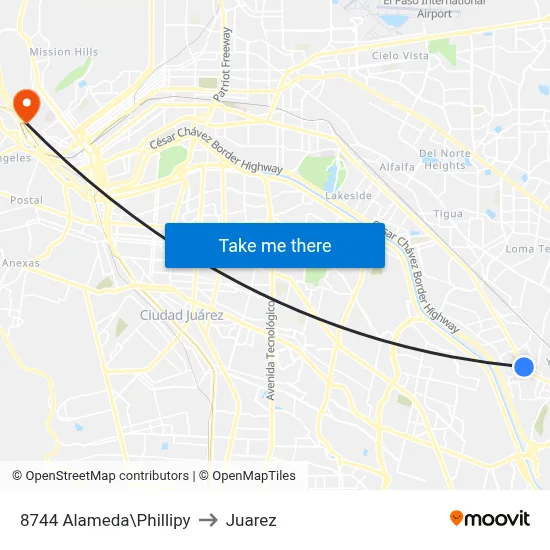 8744 Alameda\Phillipy to Juarez map