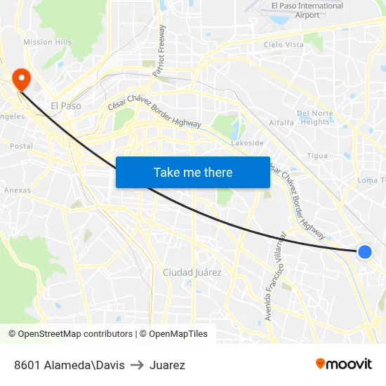 8601 Alameda\Davis to Juarez map