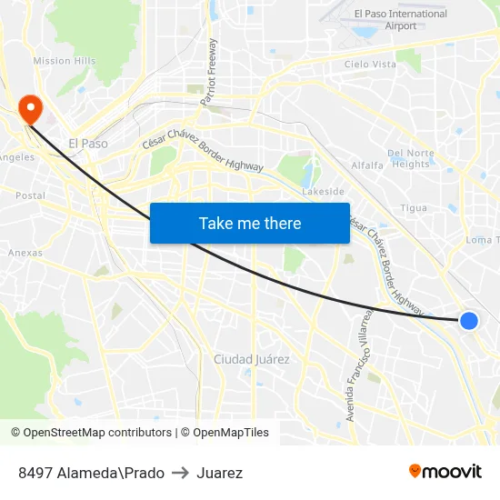 8497 Alameda\Prado to Juarez map