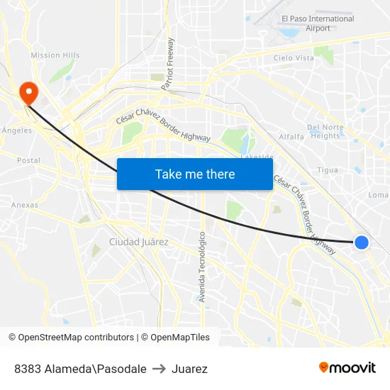 8383 Alameda\Pasodale to Juarez map