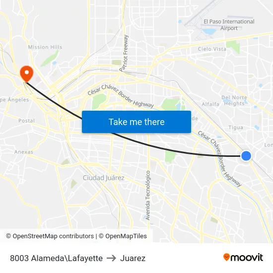 8003 Alameda\Lafayette to Juarez map