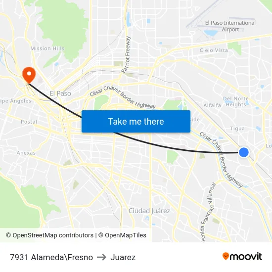 7931 Alameda\Fresno to Juarez map