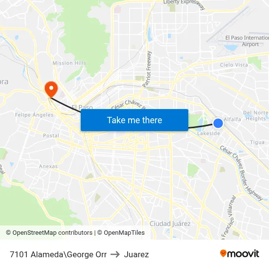 7101 Alameda\George Orr to Juarez map