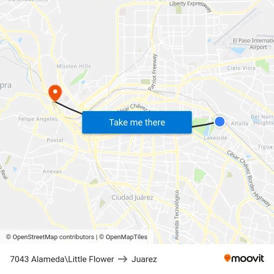 7043 Alameda\Little Flower to Juarez map