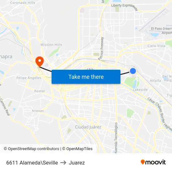 6611 Alameda\Seville to Juarez map