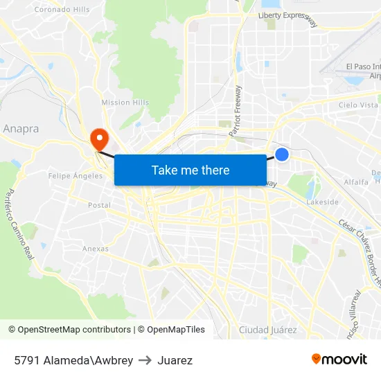5791 Alameda\Awbrey to Juarez map