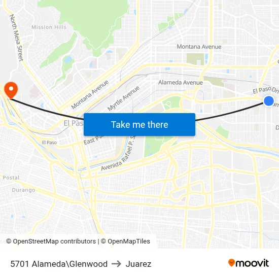 5701 Alameda\Glenwood to Juarez map