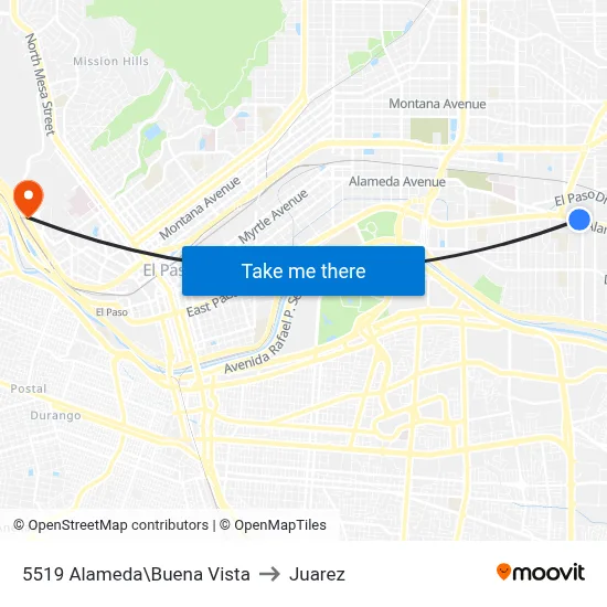 5519 Alameda\Buena Vista to Juarez map