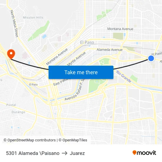 5301 Alameda \Paisano to Juarez map