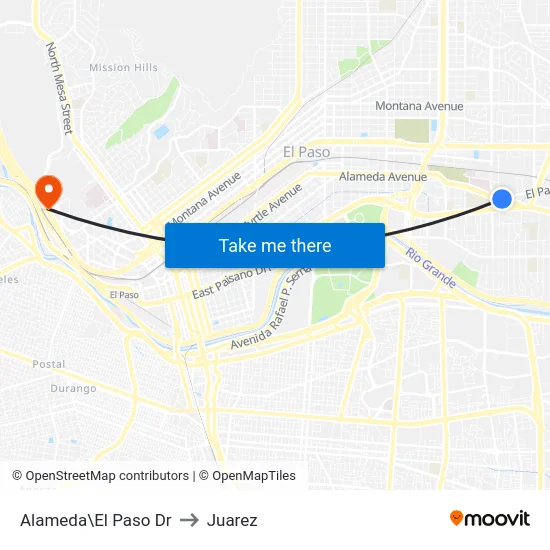 Alameda\El Paso Dr to Juarez map