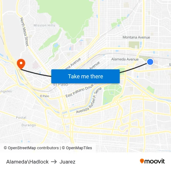 Alameda\Hadlock to Juarez map