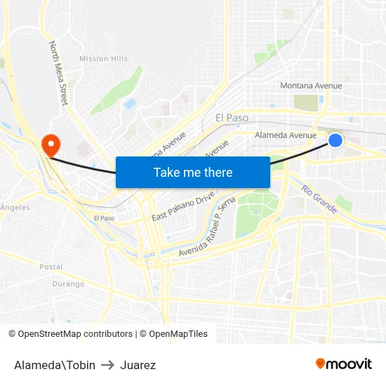 Alameda\Tobin to Juarez map