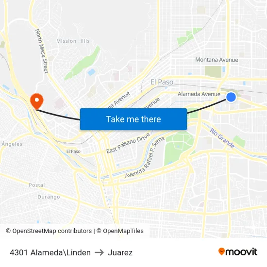 4301 Alameda\Linden to Juarez map