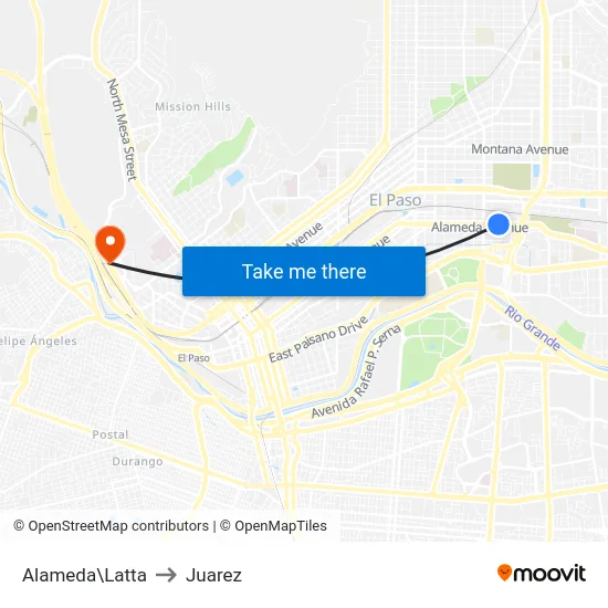 Alameda\Latta to Juarez map