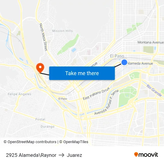 2925 Alameda\Raynor to Juarez map