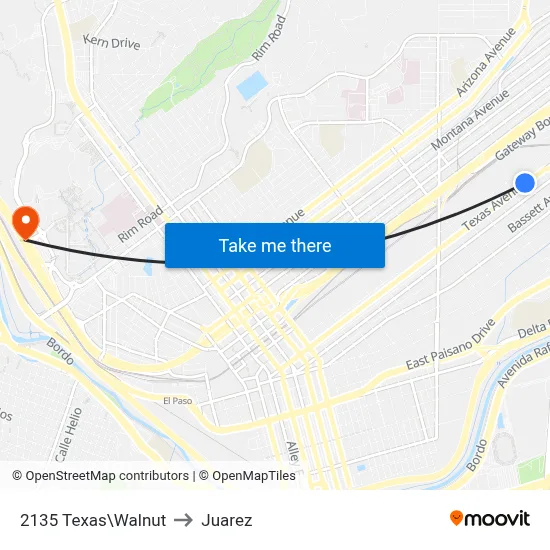 2135 Texas\Walnut to Juarez map