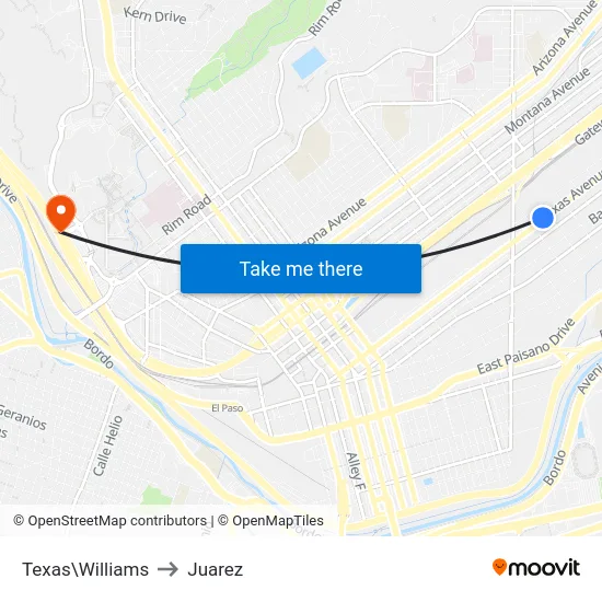 Texas\Williams to Juarez map