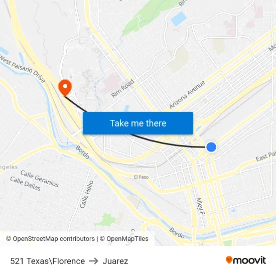 521 Texas\Florence to Juarez map