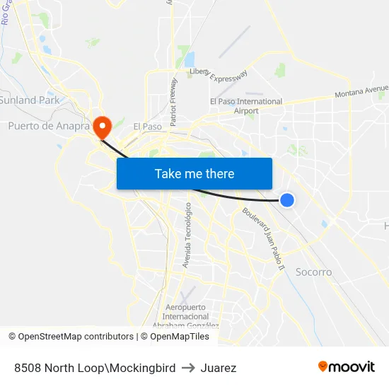 8508 North Loop\Mockingbird to Juarez map