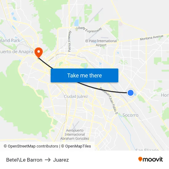 Betel\Le Barron to Juarez map