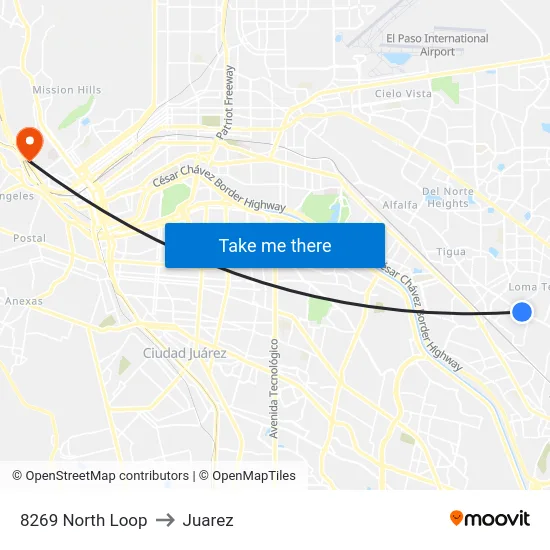 8269 North Loop to Juarez map