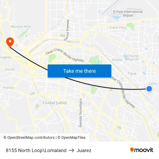 8155 North Loop\Lomaland to Juarez map