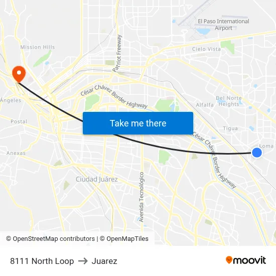 8111 North Loop to Juarez map