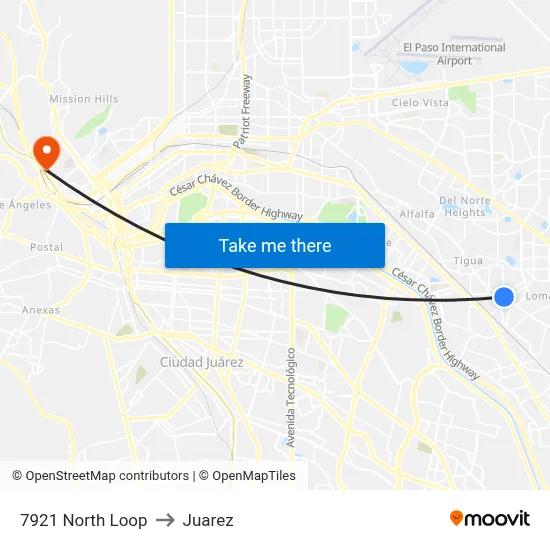 7921 North Loop to Juarez map
