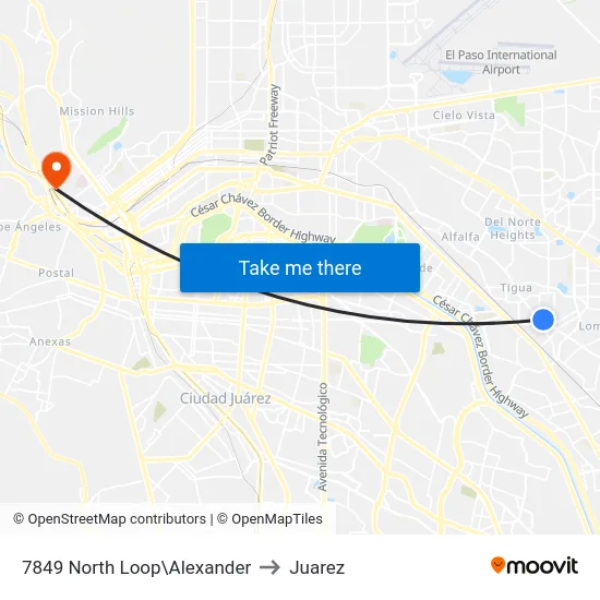 7849 North Loop\Alexander to Juarez map