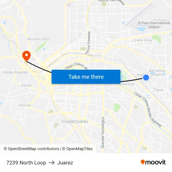 7239 North Loop to Juarez map