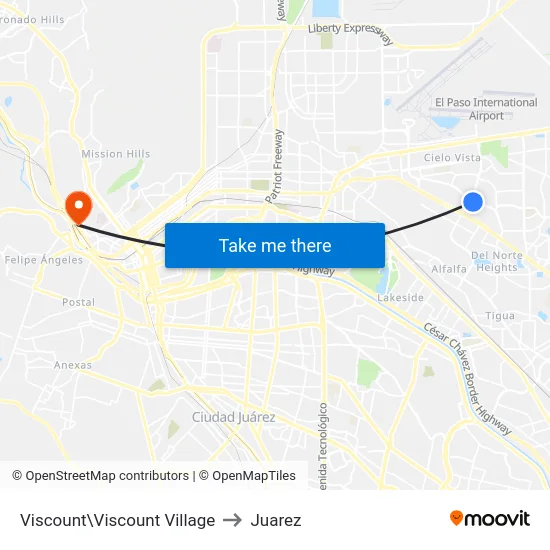 Viscount\Viscount Village to Juarez map