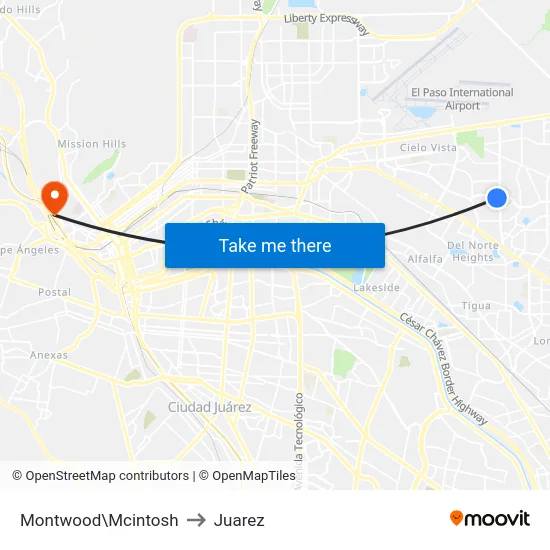 Montwood\Mcintosh to Juarez map