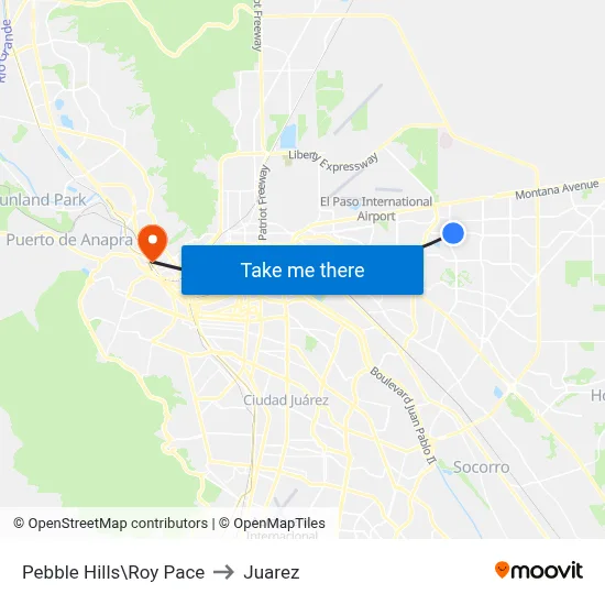 Pebble Hills\Roy Pace to Juarez map