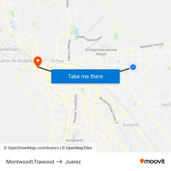 Montwood\Trawood to Juarez map