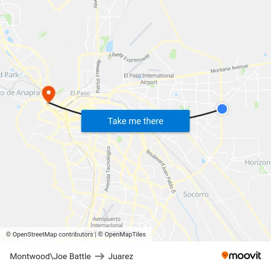 Montwood\Joe Battle to Juarez map