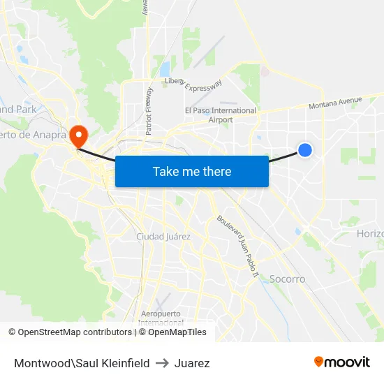 Montwood\Saul Kleinfield to Juarez map