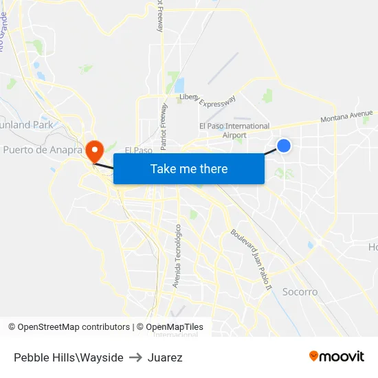 Pebble Hills\Wayside to Juarez map