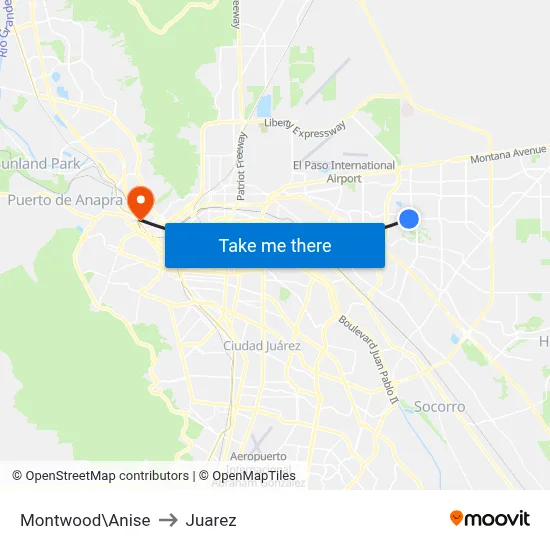 Montwood\Anise to Juarez map