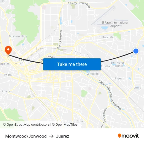 Montwood\Jonwood to Juarez map