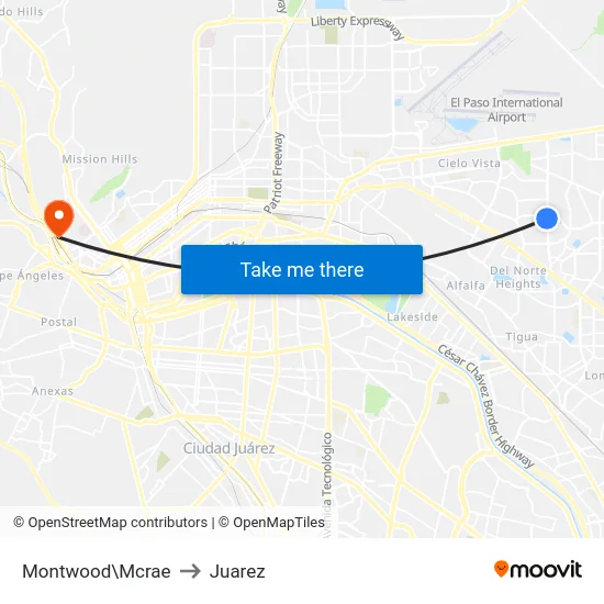 Montwood\Mcrae to Juarez map