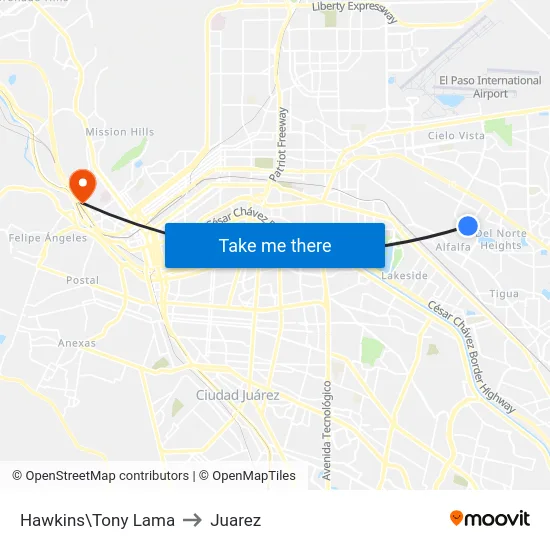 Hawkins\Tony Lama to Juarez map