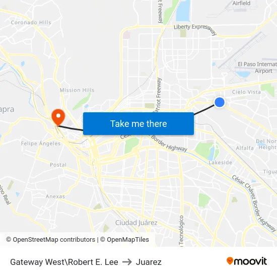 Gateway West\Robert E. Lee to Juarez map