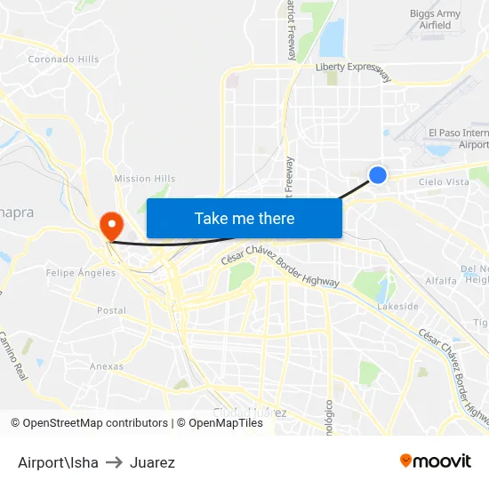 Airport\Isha to Juarez map