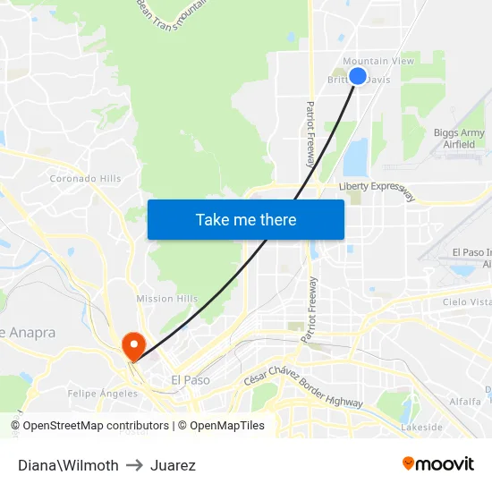 Diana\Wilmoth to Juarez map