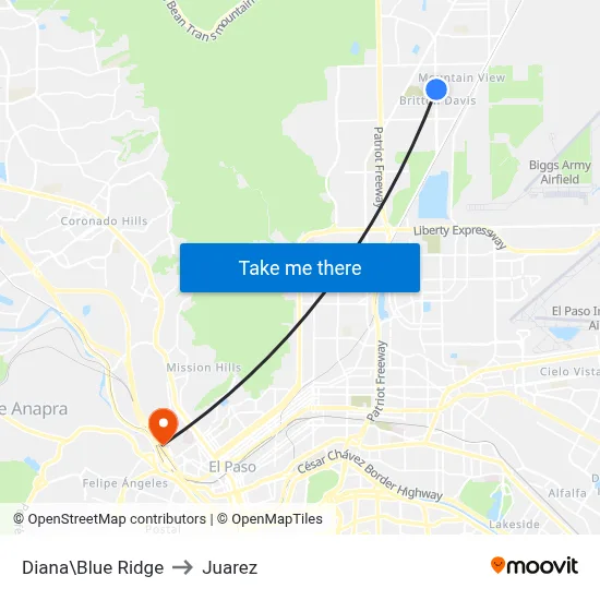 Diana\Blue Ridge to Juarez map